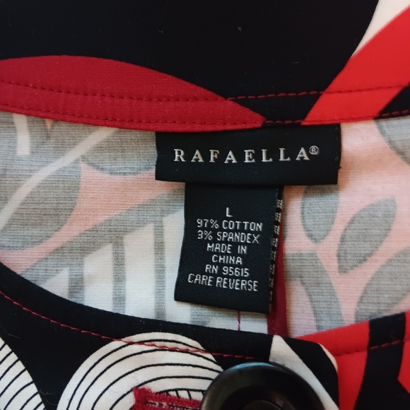 🗺 Rafaella Abstract Artsy, Stretchy Blazer, Large Buttons Size Large Cuffed EUC - Picture 9 of 10